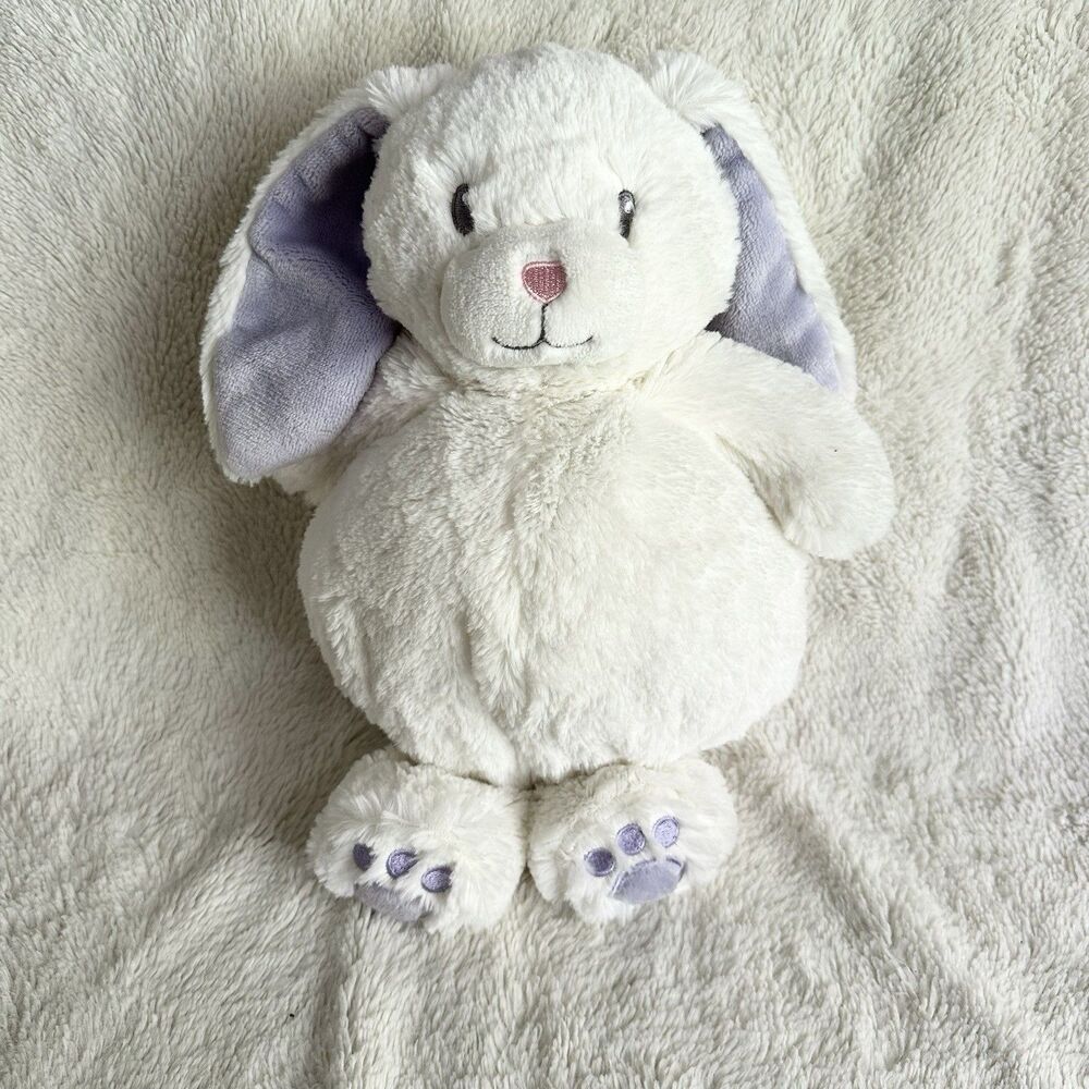 Little Miracle White Bunny Rabbit Plush Purple Ears Round Tummy 11" Costco #2